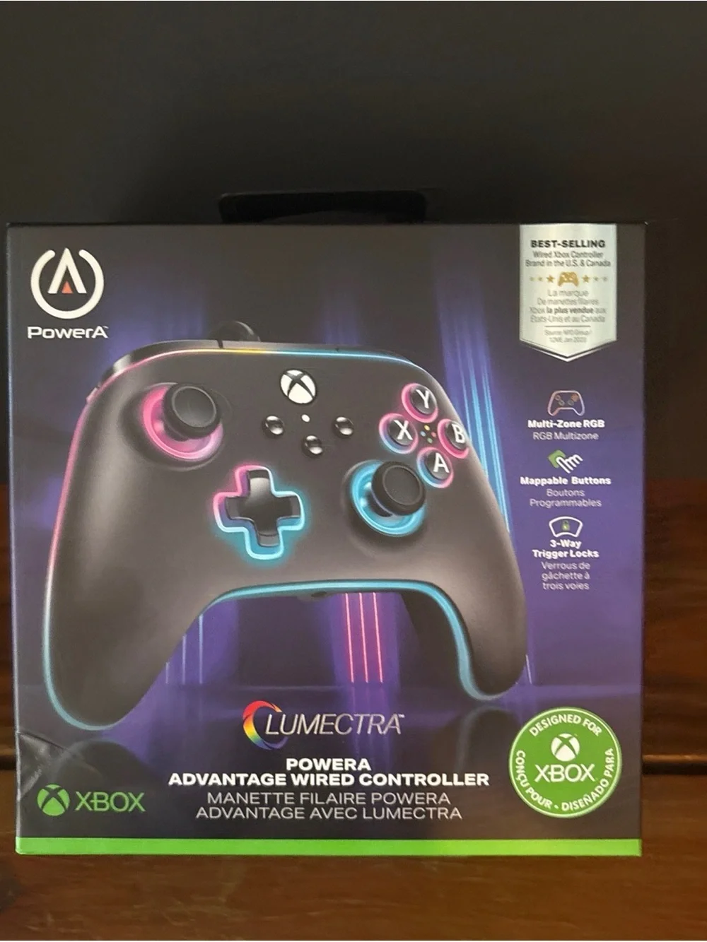 Lumectra Advantage Wired Xbox Controller - Black with RGB Accents